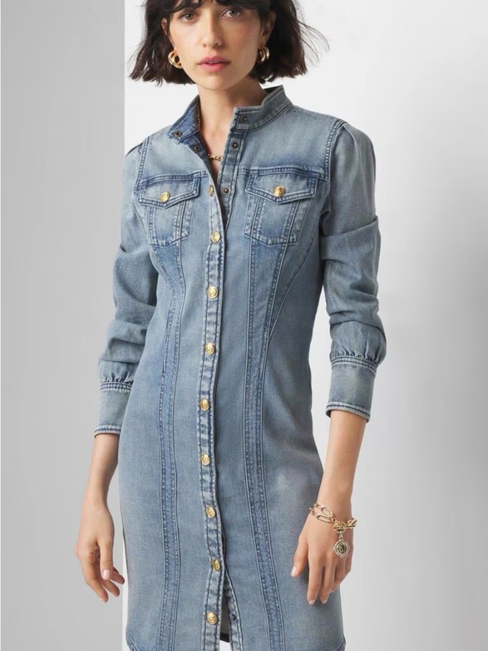 Denim Button-Front Shirt Dress from White House Black Market - Picture 3 of 3